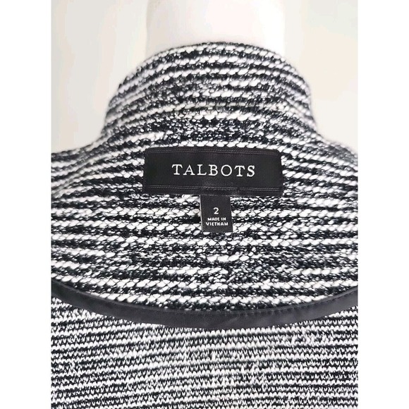 Talbots ~Woman Size 2~ Black/White Striped Cotton Blend Jacket Blazer Unlined. - Picture 2 of 9